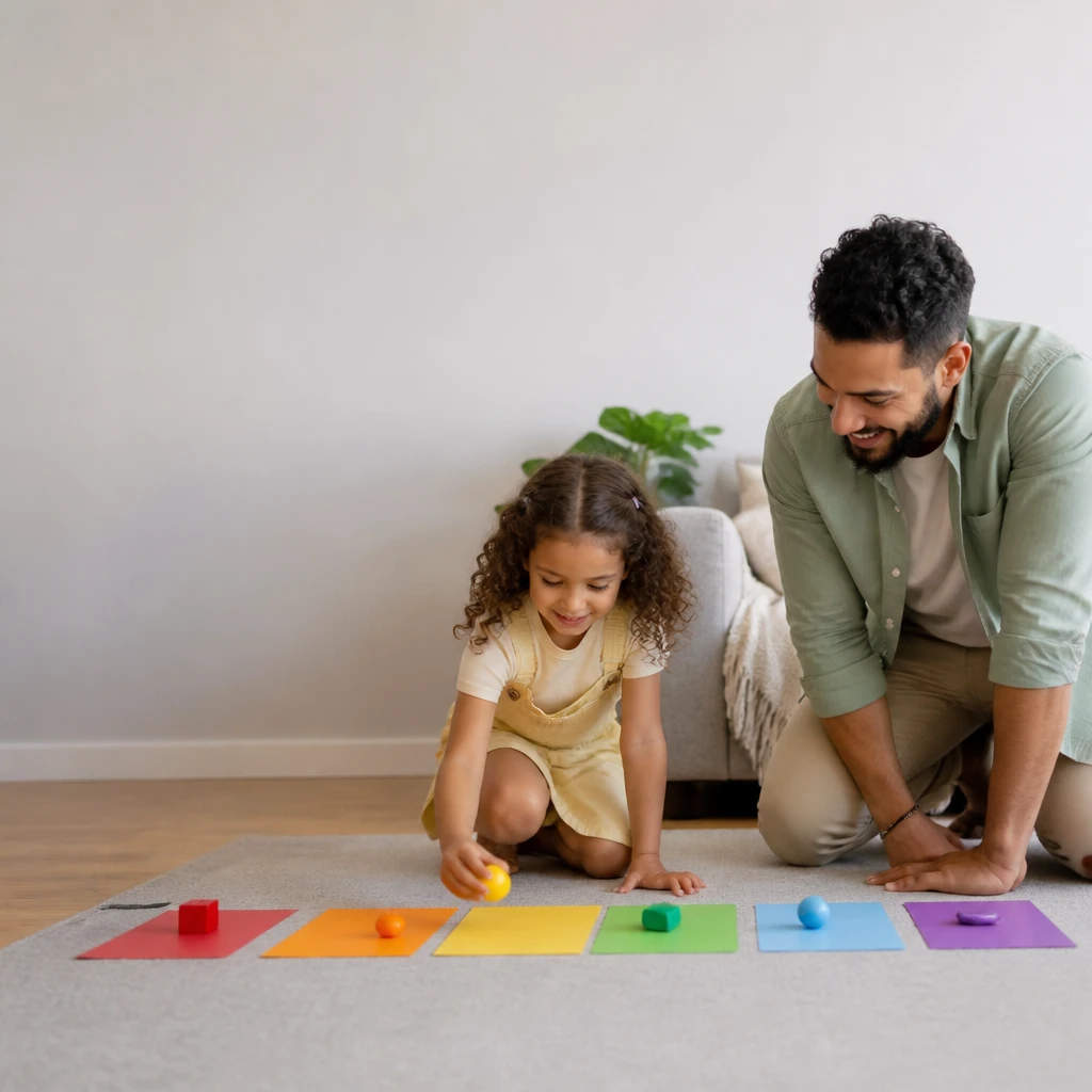 Adulto e criança brincando juntos em casa
